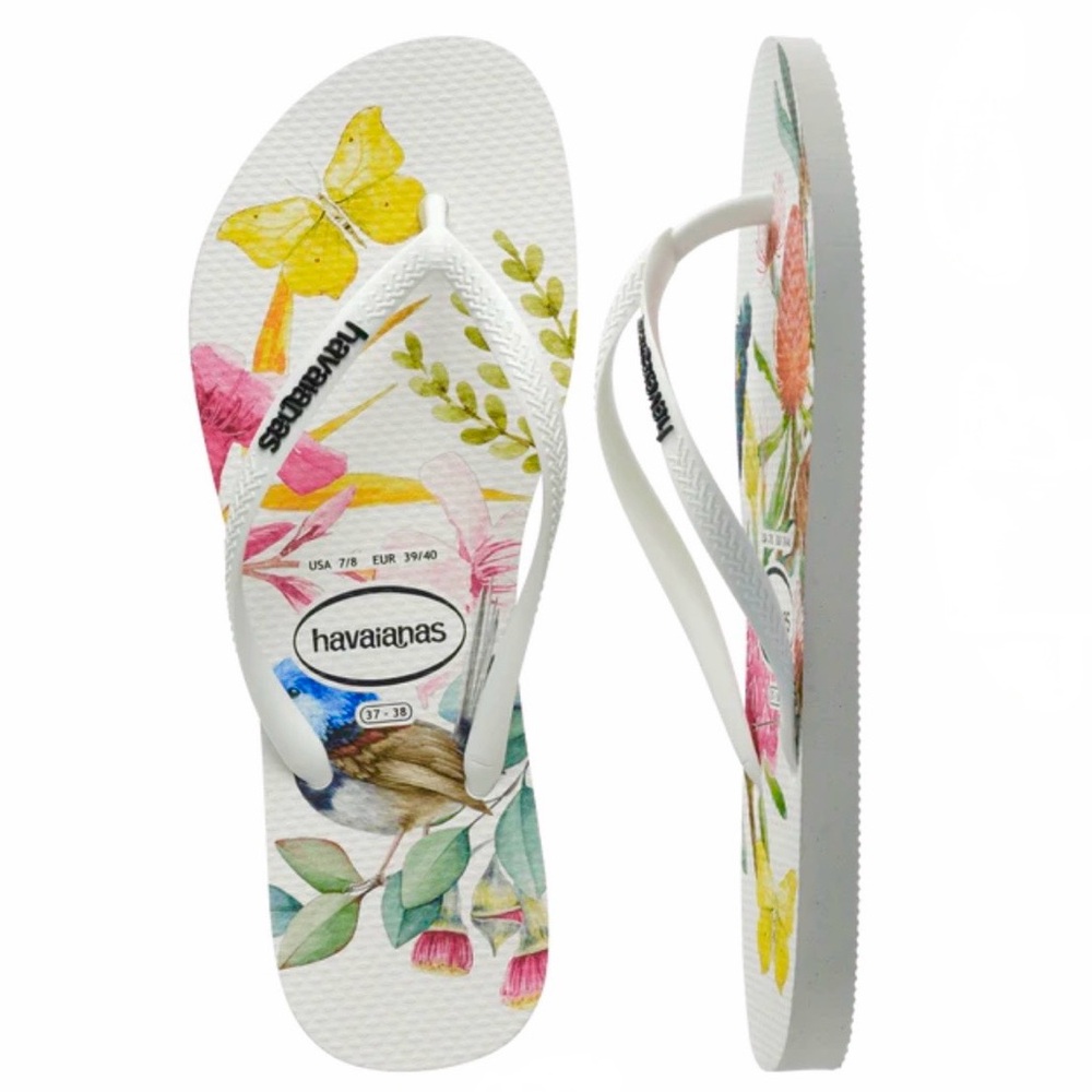 **SOLD** Havaianas Slim Flora Flip Flop Floral Thong Sandals Women's Size 7/8 - Picture 12 of 12
